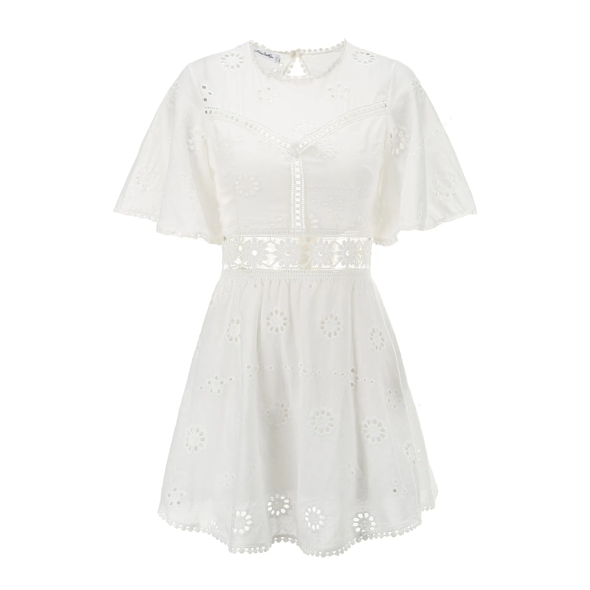 Floral Daisy Backless Ruffled Lace Mini Dresses