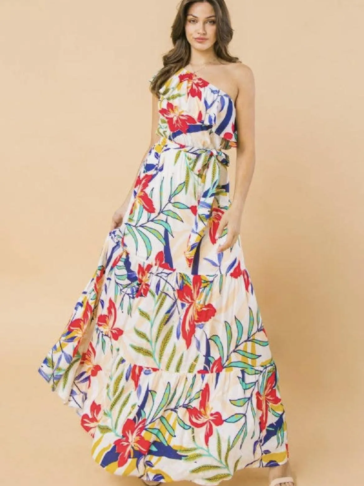 Floral One Shoulder Dress