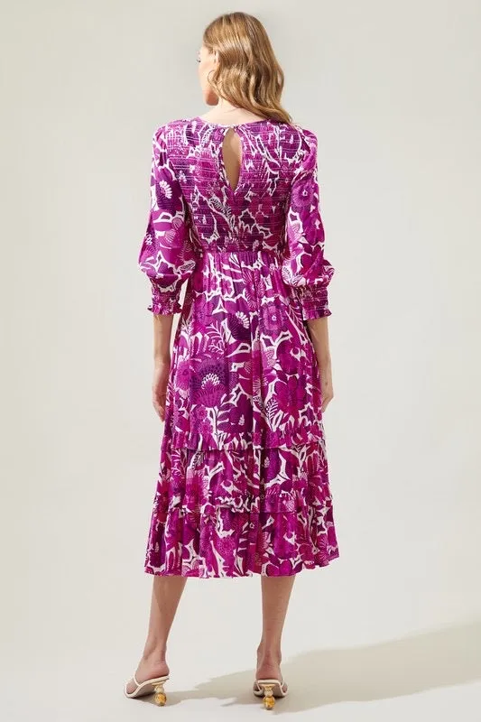 Floral orchid smocked dress