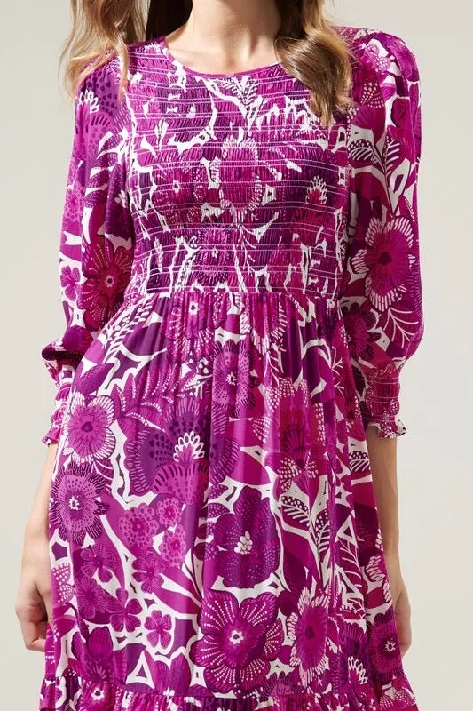 Floral orchid smocked dress