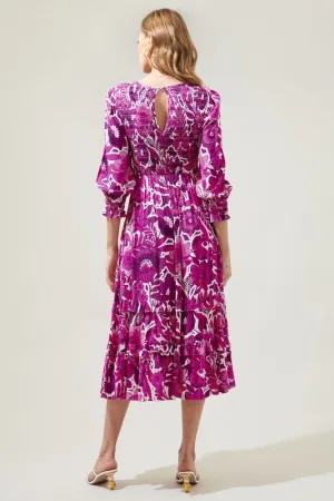 Floral orchid smocked dress