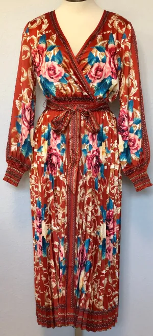 FLORAL PLEATED BOTTOM DRESS