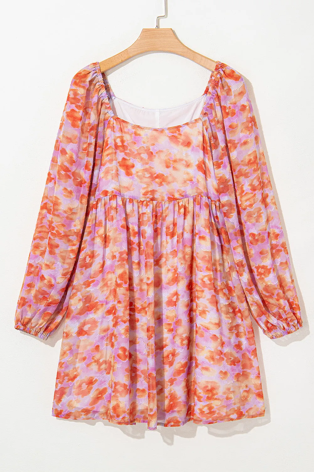 Floral Print Square Neck Mini Dress