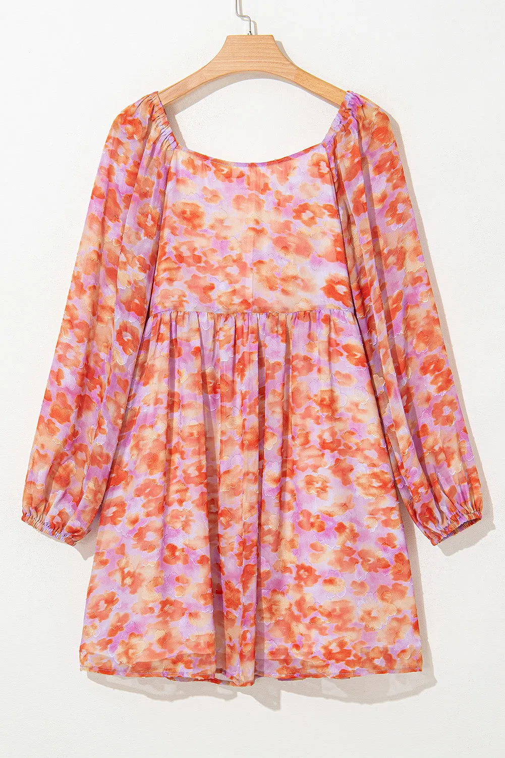Floral Print Square Neck Mini Dress