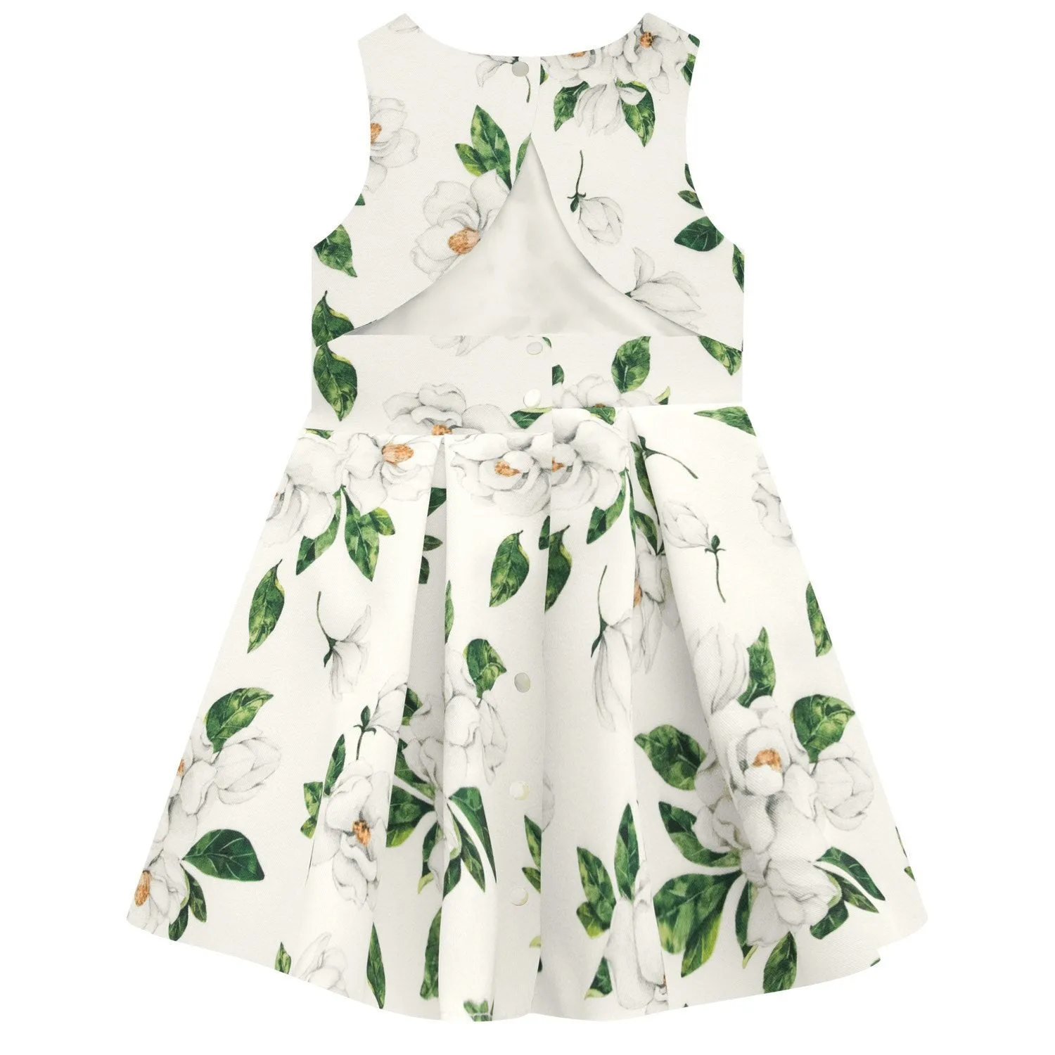 Floral Printed Tulle Trim Dress