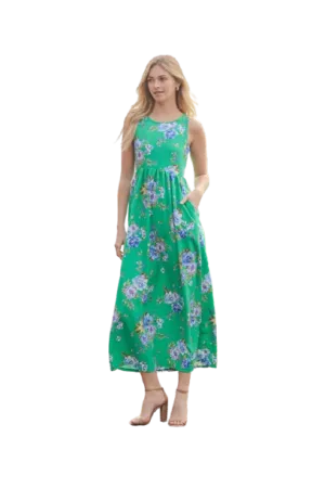 Floral Sleeveless Maxi Dress Green - Pack of 6