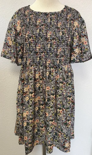 FLORAL SMOCKED MINI DRESS