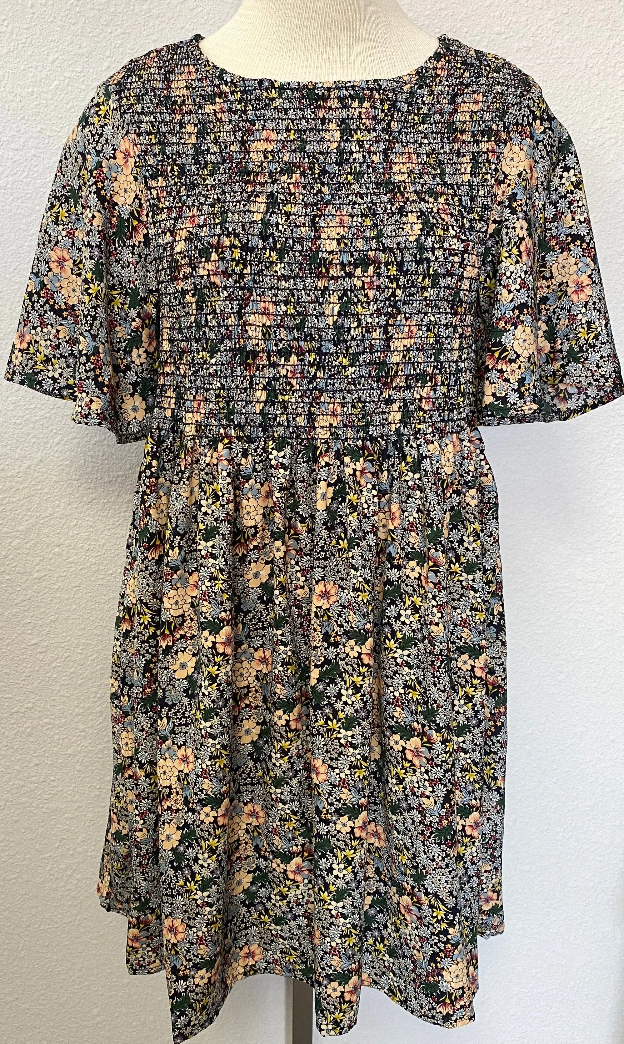 FLORAL SMOCKED MINI DRESS