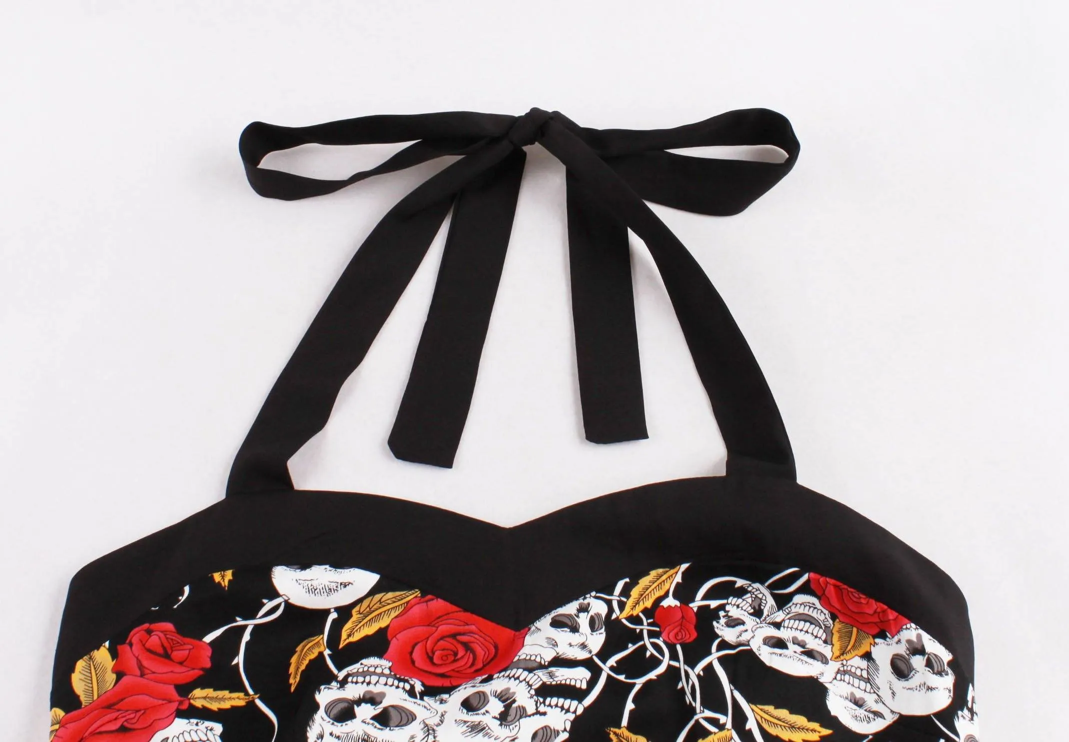 Flroal Skull Vintage Dresses Audrey Hepburn Retro Style