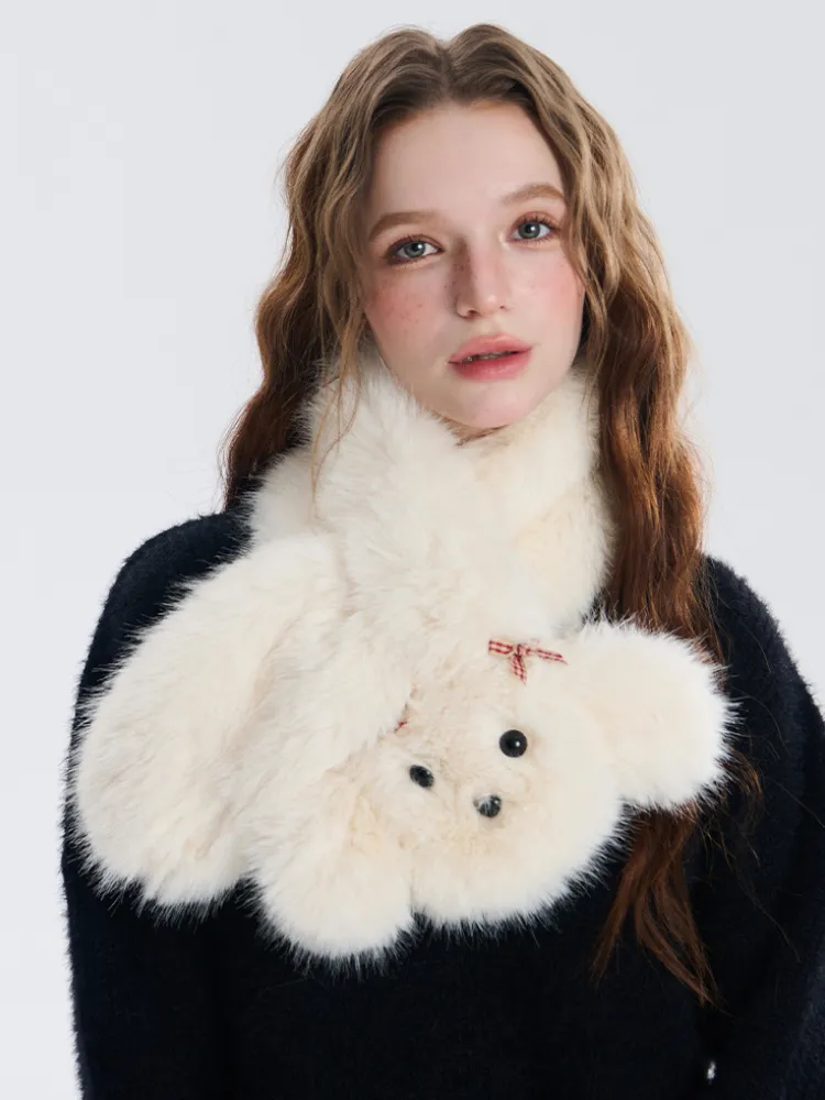 Fluffy Bear Plush Scarf