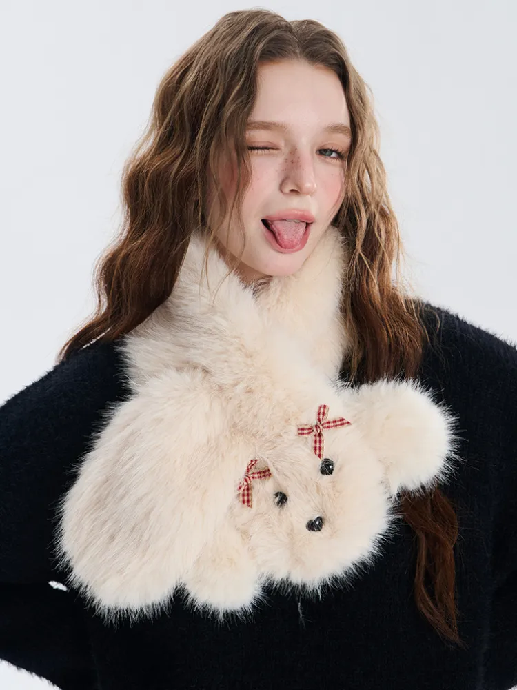 Fluffy Bear Plush Scarf