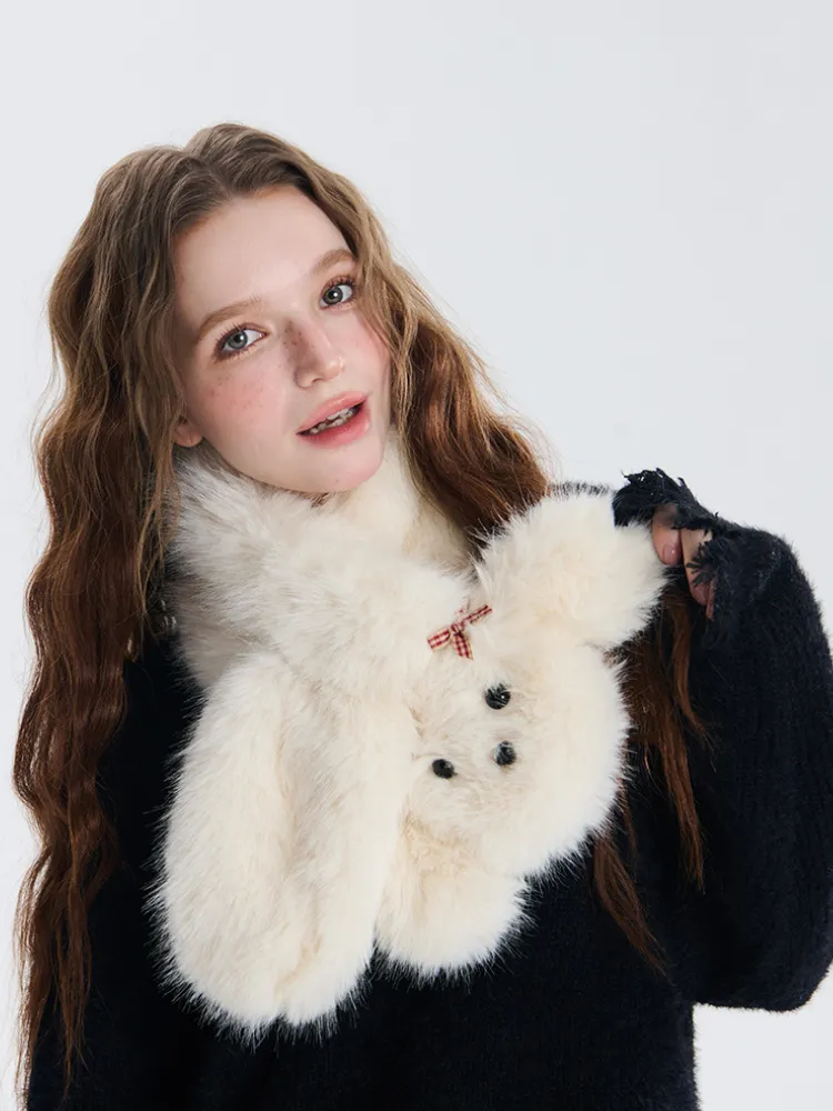 Fluffy Bear Plush Scarf