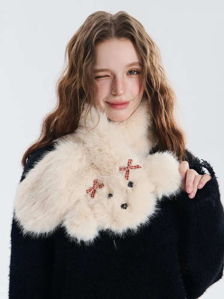 Fluffy Bear Plush Scarf