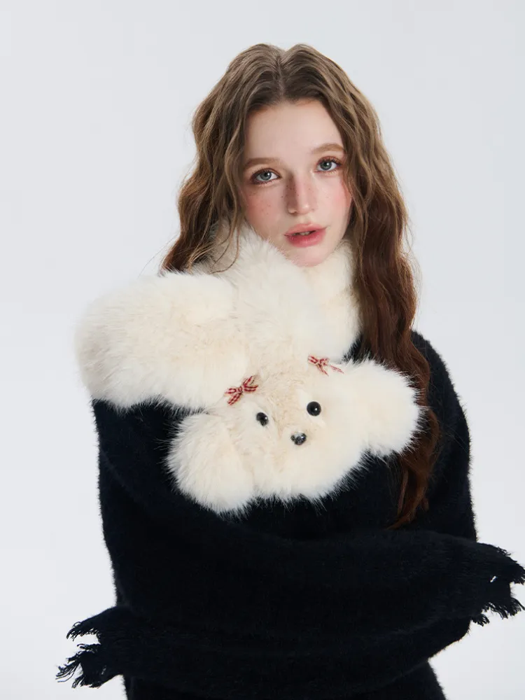 Fluffy Bear Plush Scarf