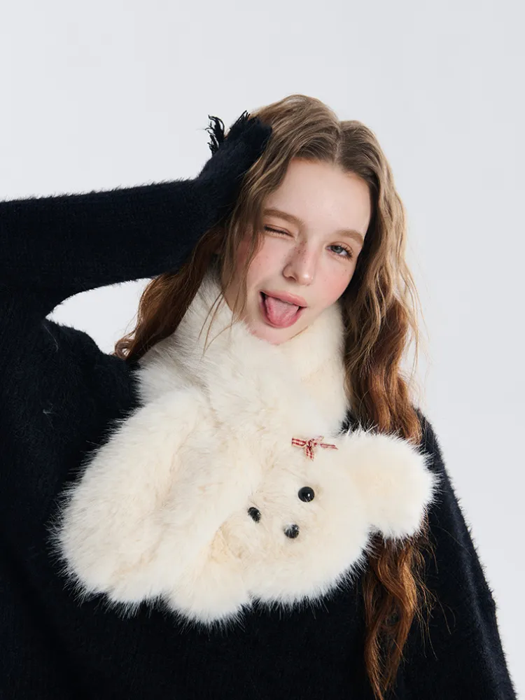 Fluffy Bear Plush Scarf