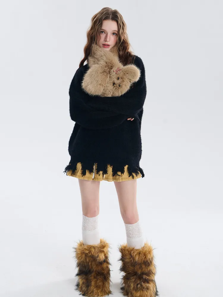 Fluffy Bear Plush Scarf