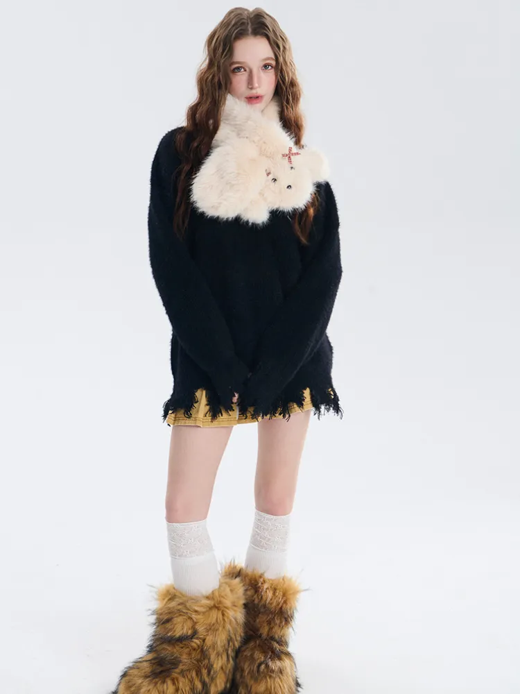 Fluffy Bear Plush Scarf