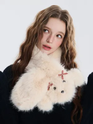 Fluffy Bear Plush Scarf