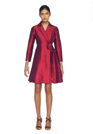 FOCUS by SHANI - Dupioni Wrap Dress in Wine