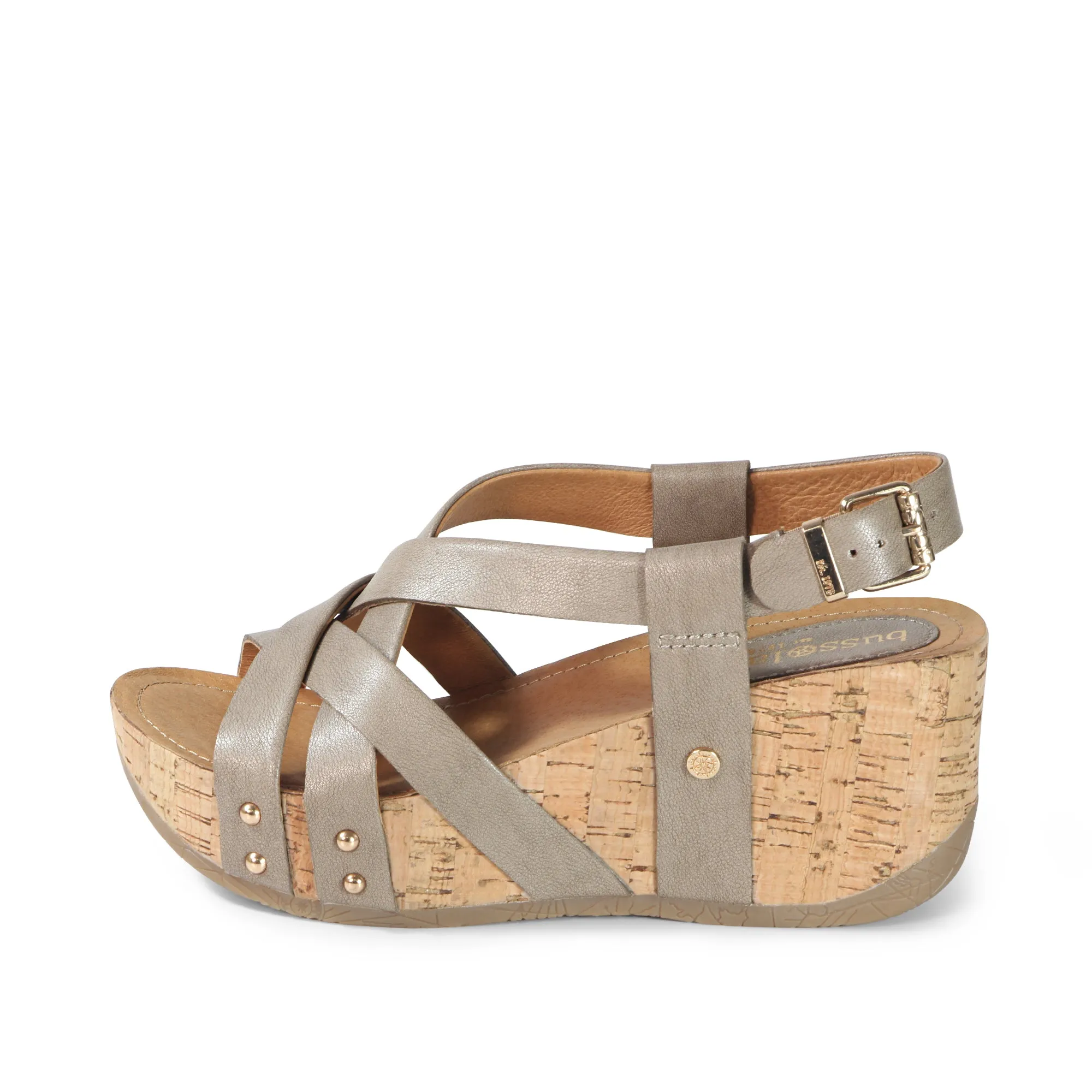 Formentera Cross Straps Wedge Sandals (Taupe)