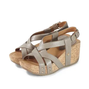 Formentera Cross Straps Wedge Sandals (Taupe)