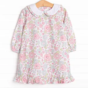 Fuchsia Flowers Dress, Green