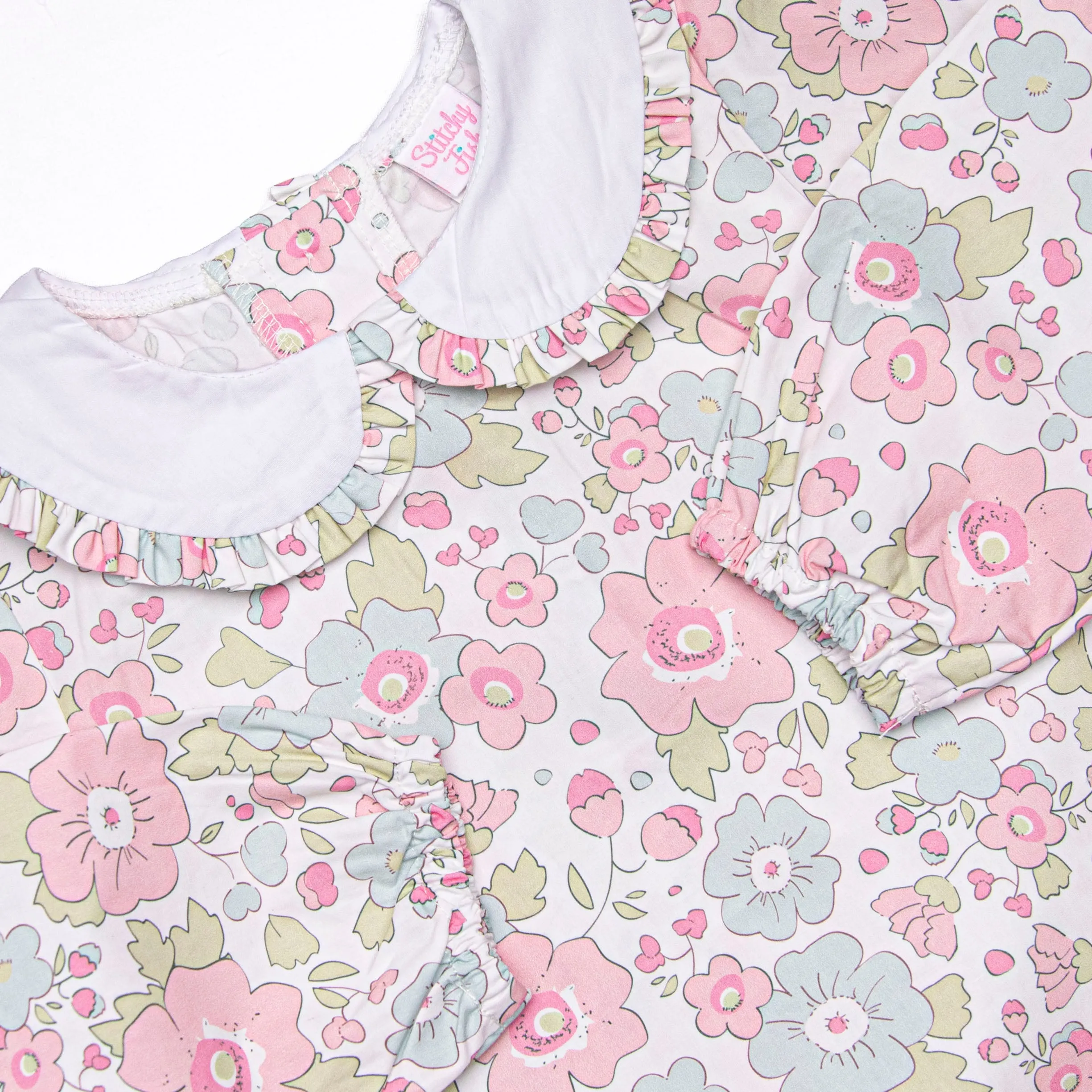 Fuchsia Flowers Dress, Green