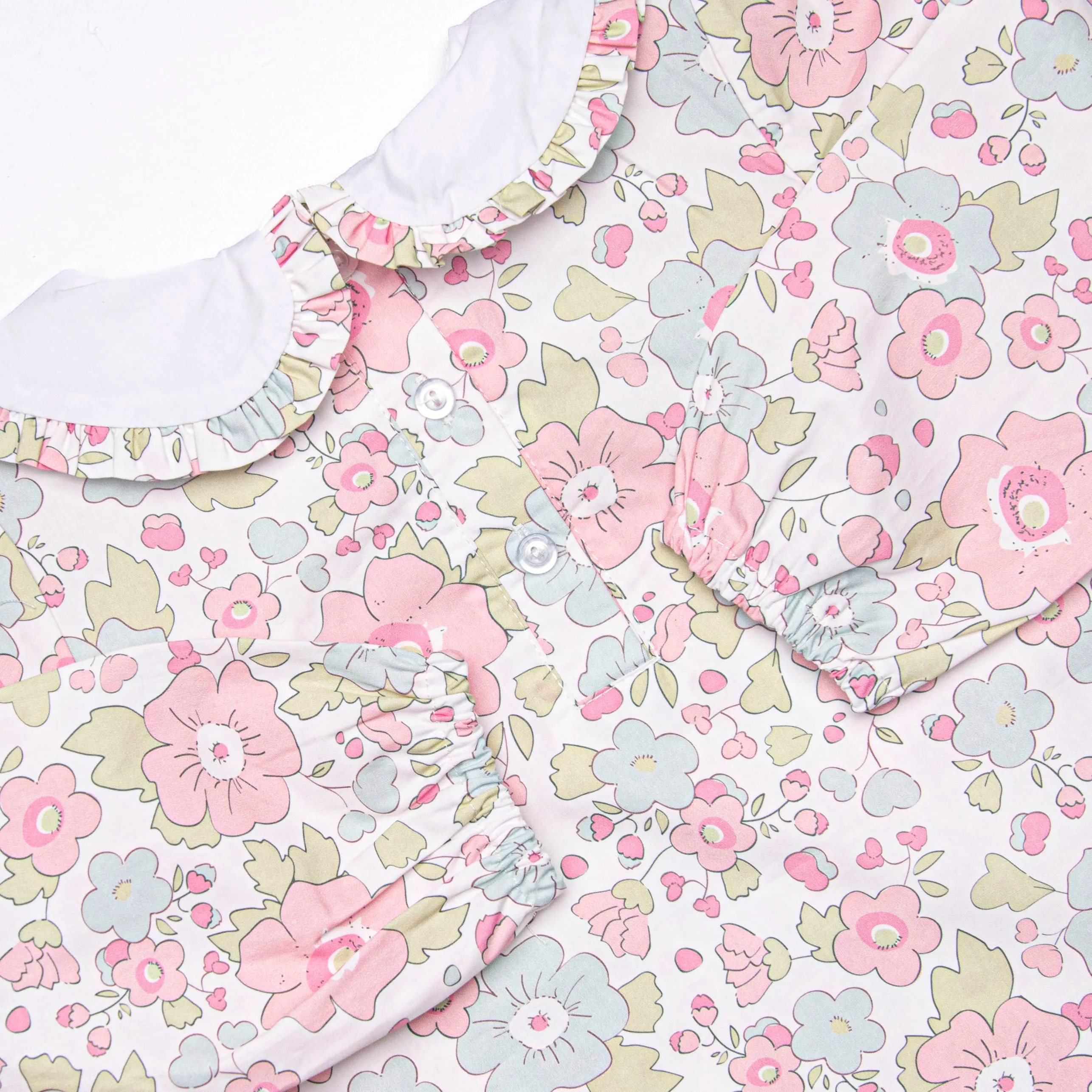 Fuchsia Flowers Dress, Green