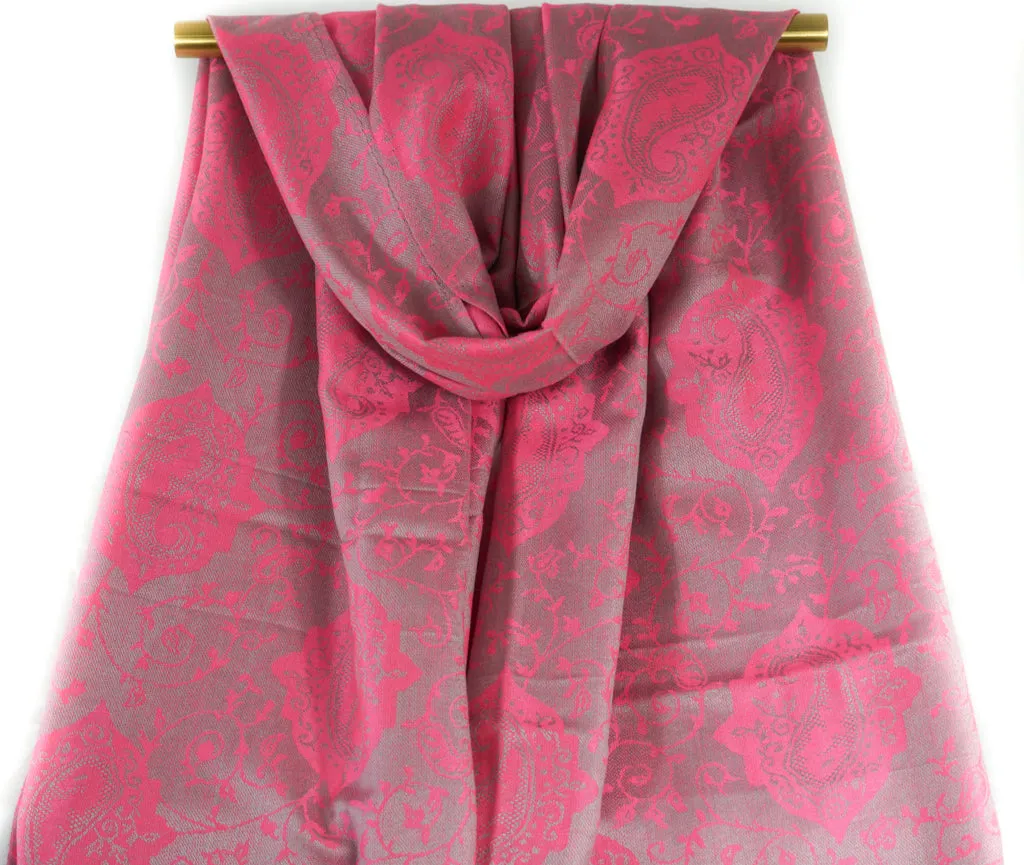 Fuchsia Royal Paisley Pashmina Scarf Bohemian Shawl