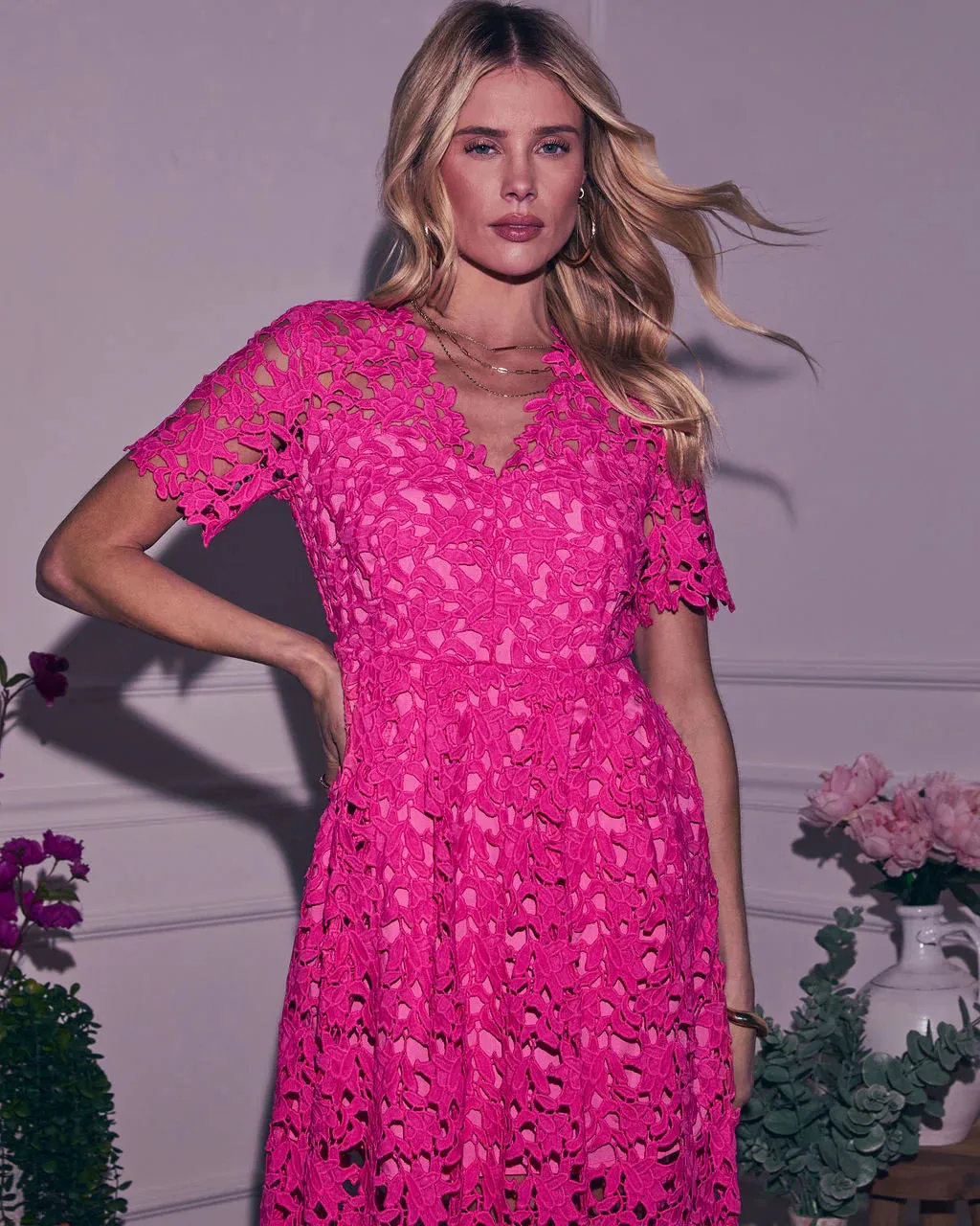 Garcelle Floral Lace Midi Dress