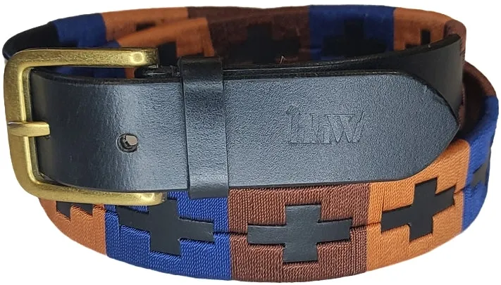 Gaucho Belt Black Leather Brown, Navy and Burnt Orange