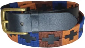 Gaucho Belt Black Leather Brown, Navy and Burnt Orange