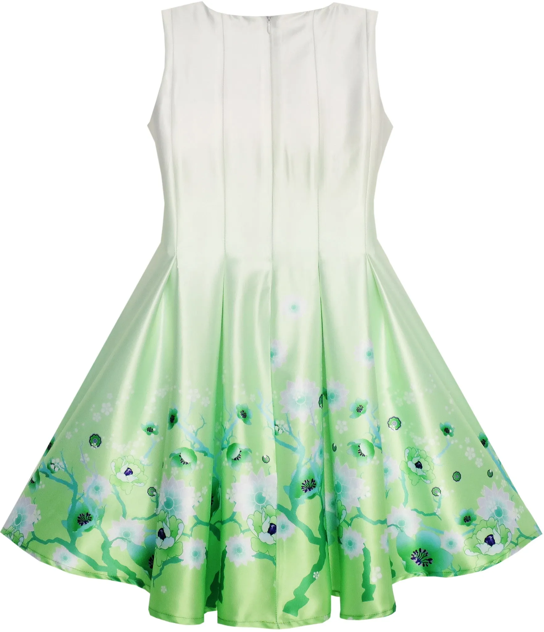 Girls Dress Fit And Flare Glitter Flower Print Party Size 7-14 Years