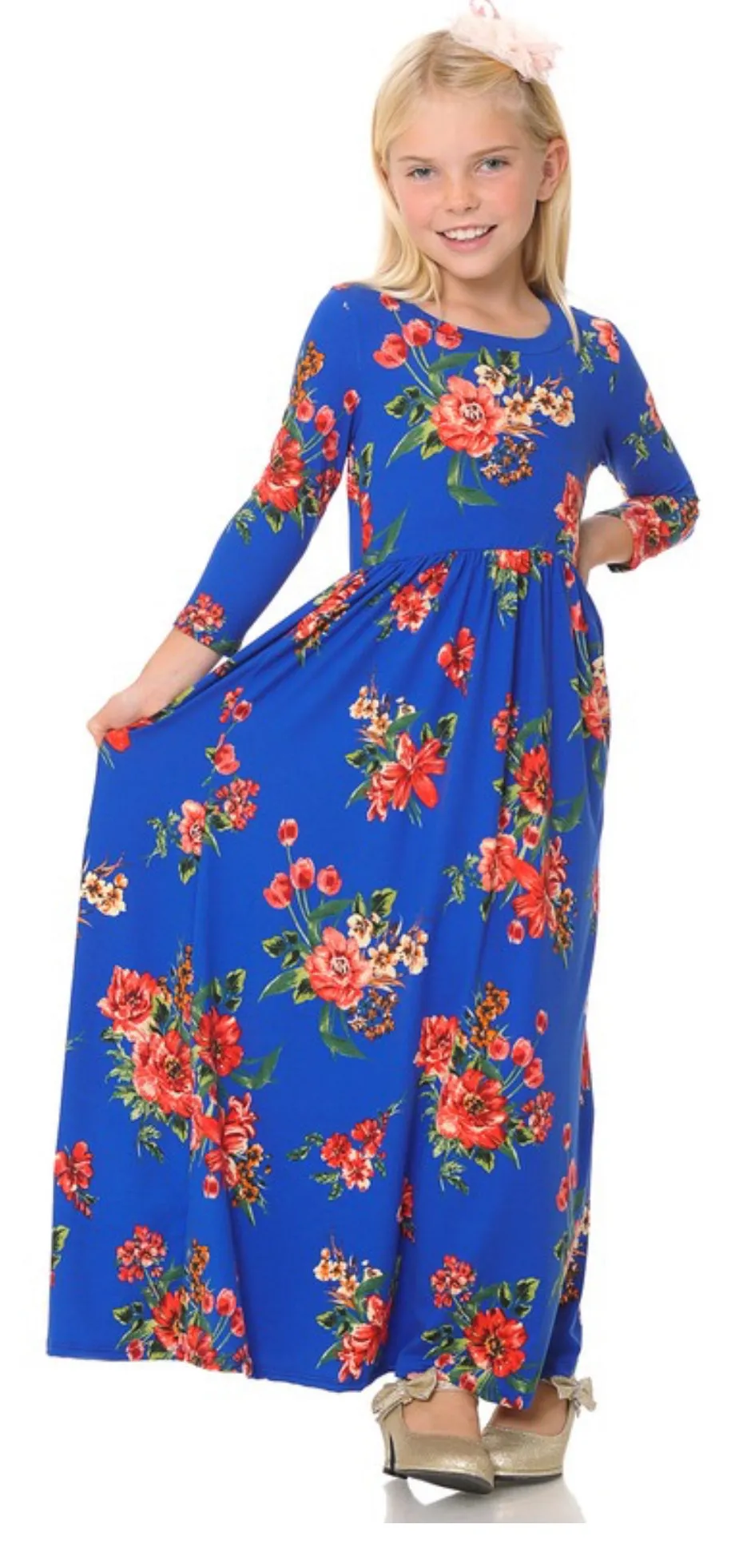 Girls Fit and Flare Maxi Dresses