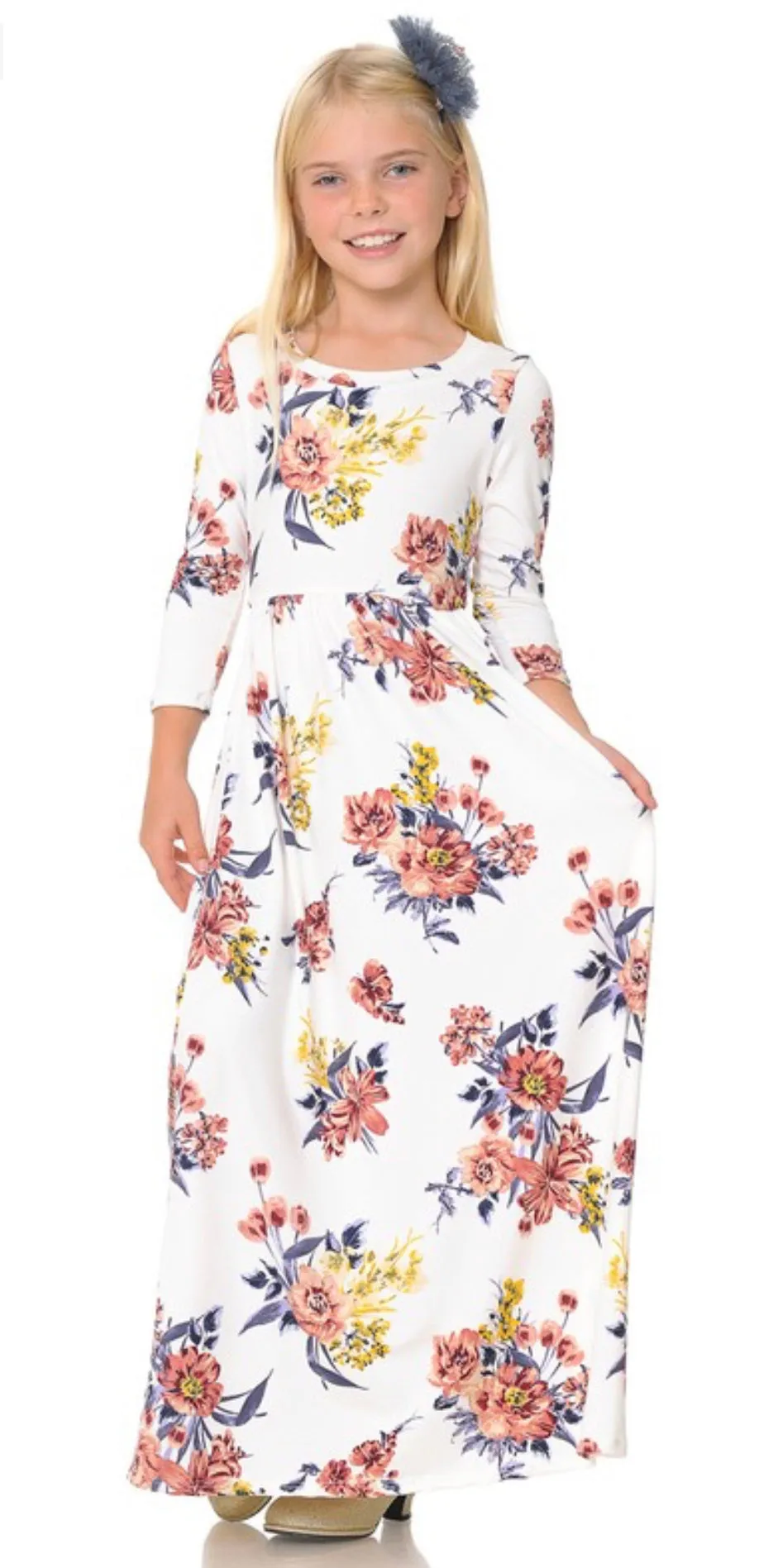 Girls Fit and Flare Maxi Dresses