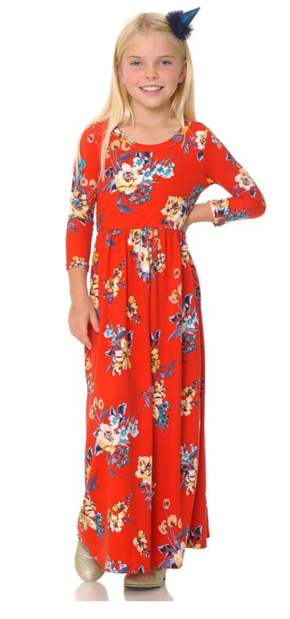 Girls Fit and Flare Maxi Dresses