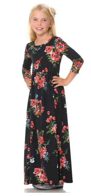 Girls Fit and Flare Maxi Dresses