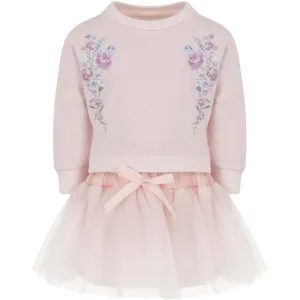 Girls Pink Floral Tulle Dress