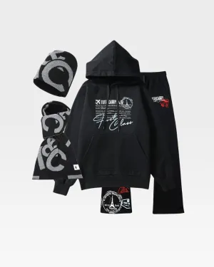 Globetrotter Tracksuit & Beanie Scarf Set in Black
