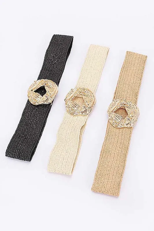 GODDESS  TEXTURED STRAW BELT - NATURAL