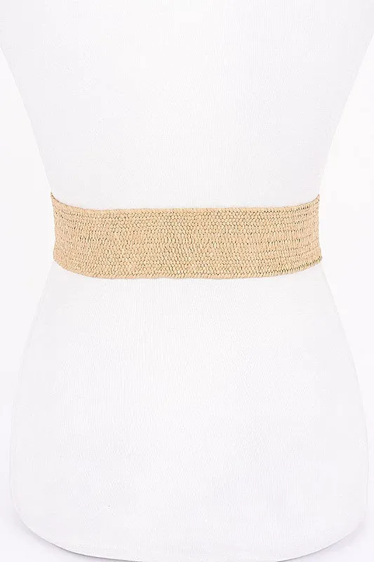 GODDESS  TEXTURED STRAW BELT - NATURAL