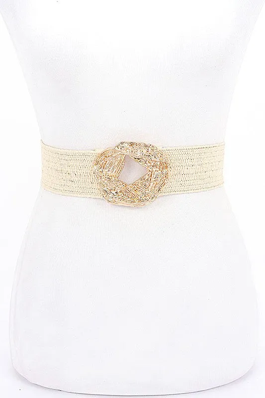 GODDESS  TEXTURED STRAW BELT - NATURAL