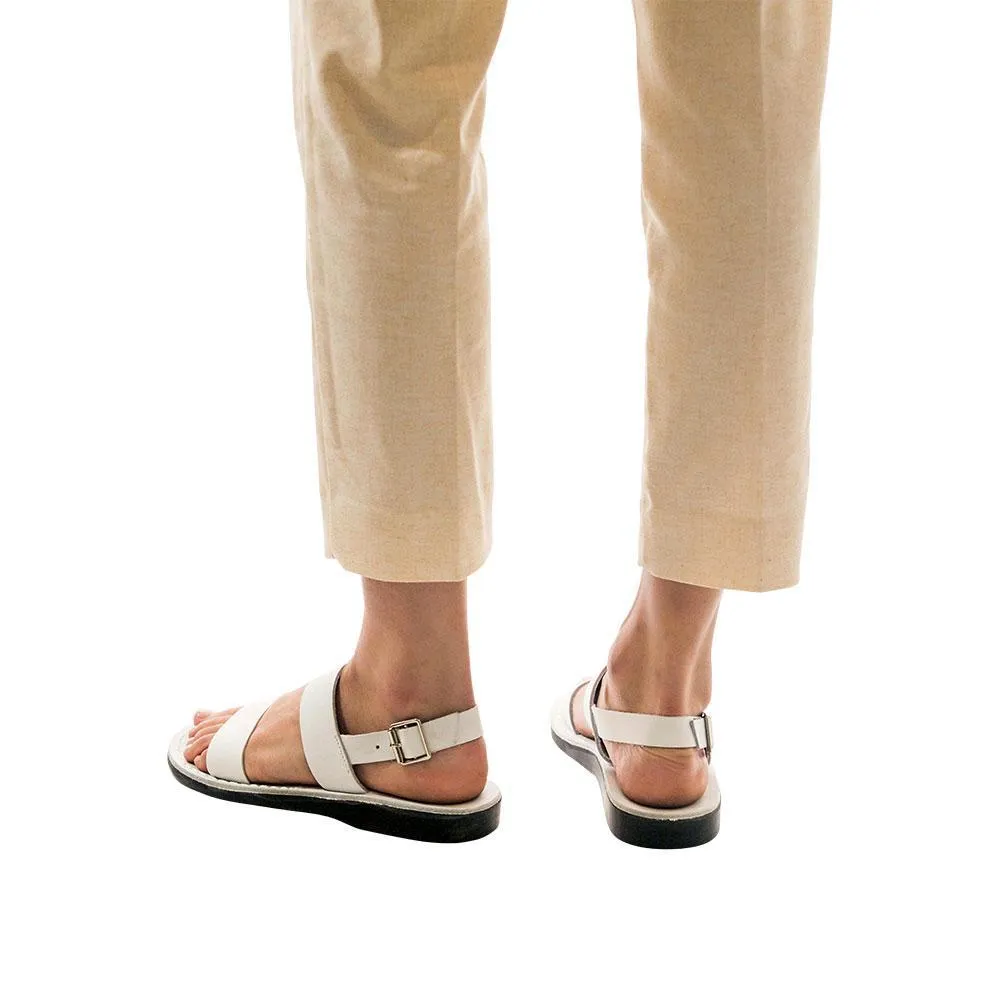 Golan - Leather Slingback Flat Sandal | White