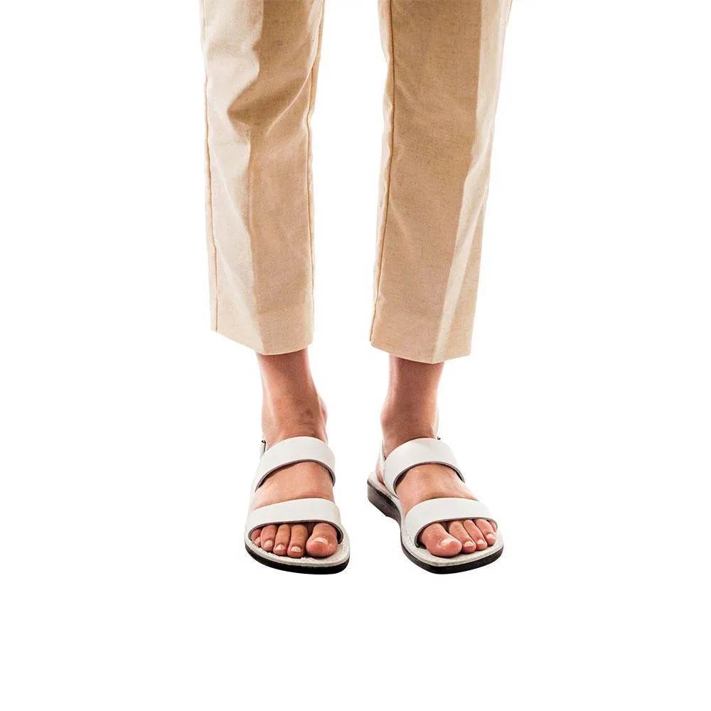 Golan - Leather Slingback Flat Sandal | White