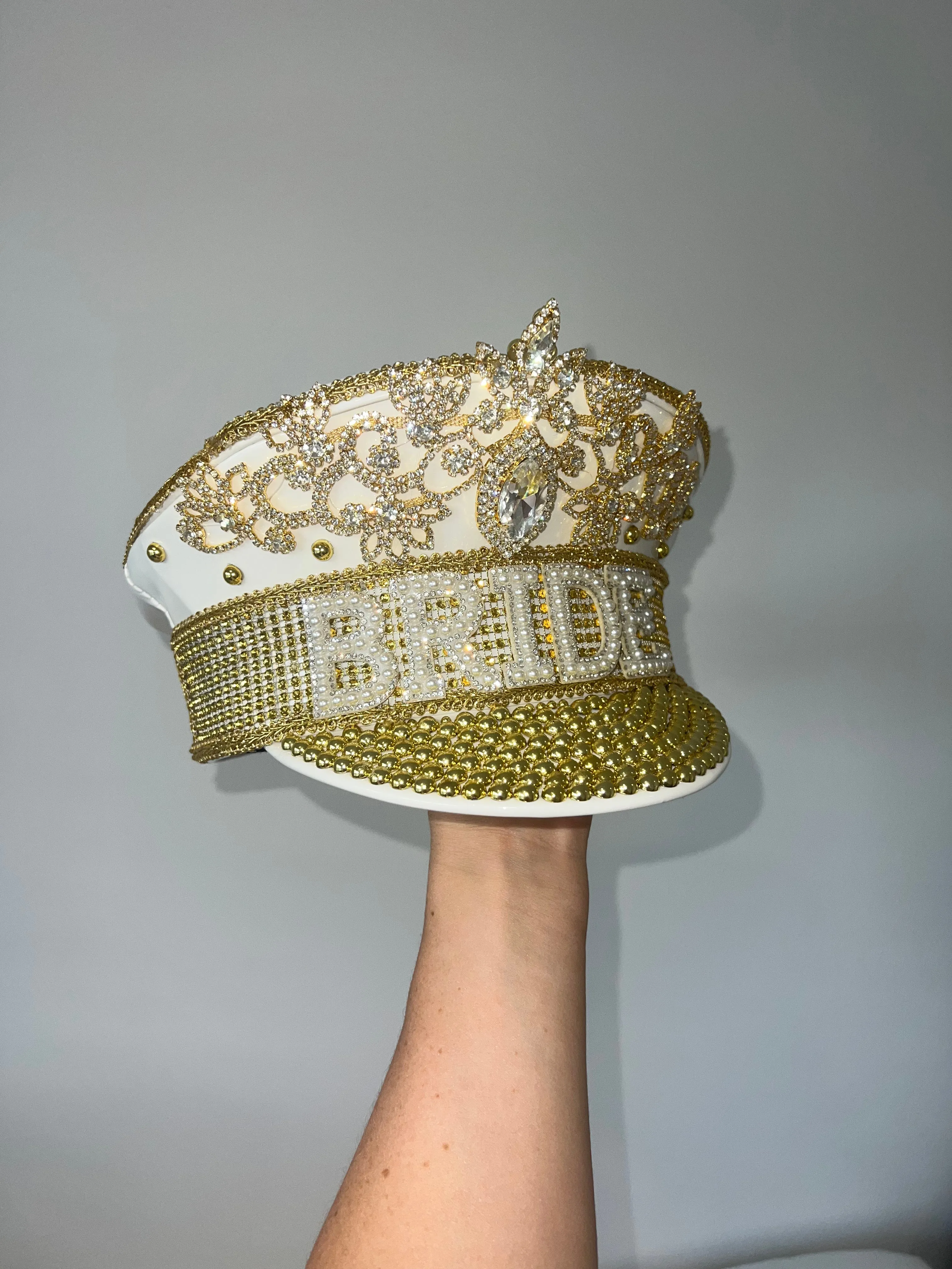 Gold Captains Style Bride Hat - 6 WEEK MINIMUM