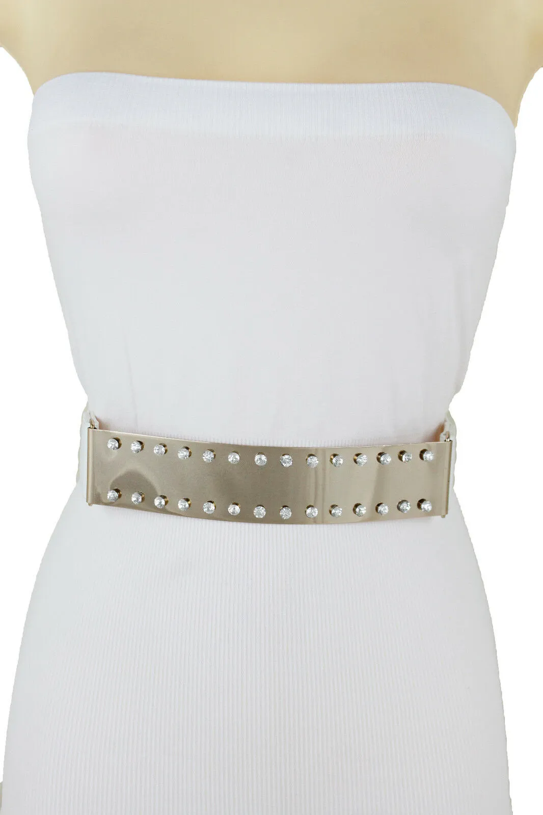Gold Metal Full Plate Mirror Hip Waist Belt Western Ladies Style Size M L