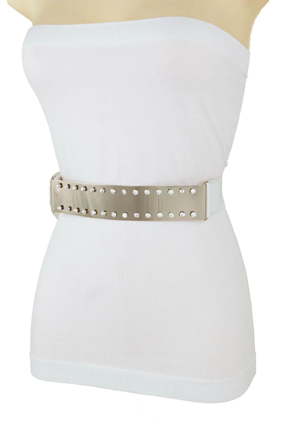 Gold Metal Full Plate Mirror Hip Waist Belt Western Ladies Style Size M L