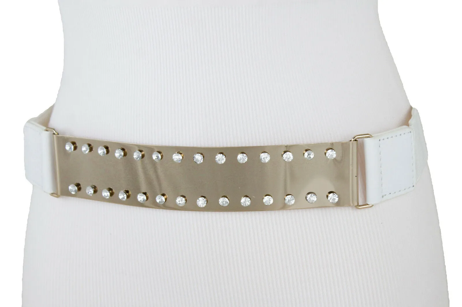 Gold Metal Full Plate Mirror Hip Waist Belt Western Ladies Style Size M L