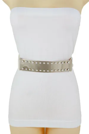 Gold Metal Full Plate Mirror Hip Waist Belt Western Ladies Style Size M L