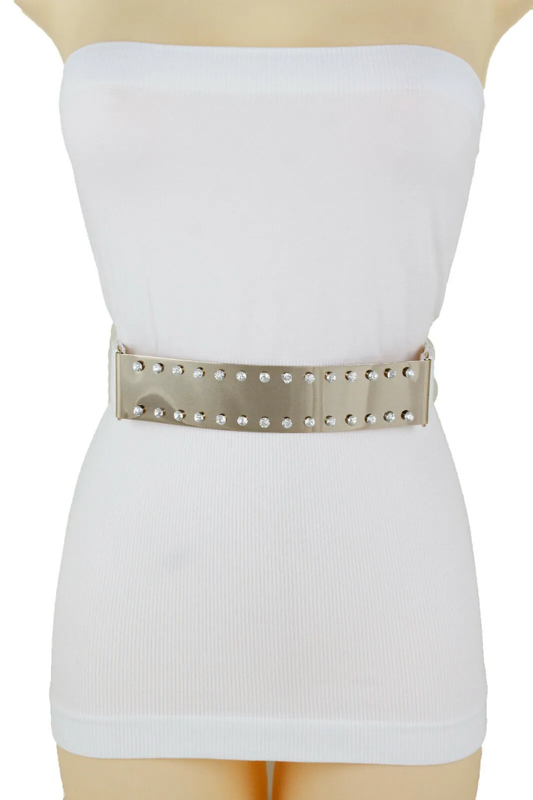 Gold Metal Full Plate Mirror Hip Waist Belt Western Ladies Style Size M L